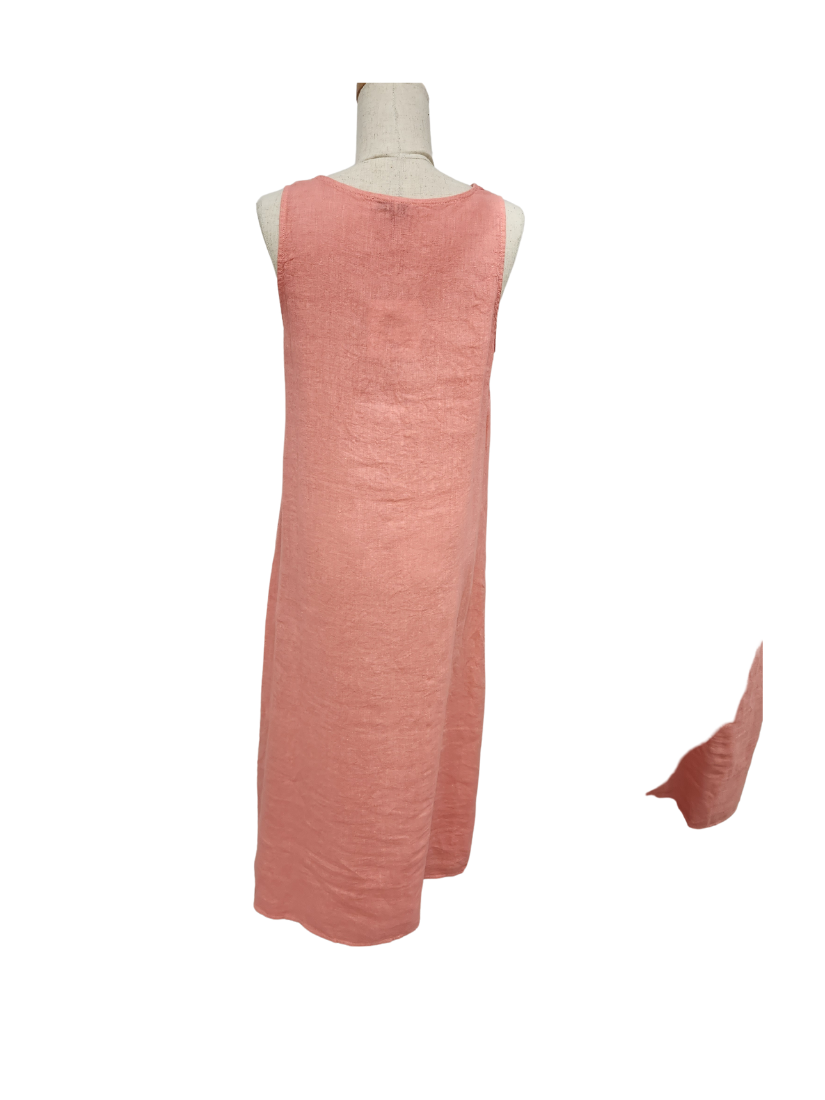 AMICI ITALY STROMBOLI LINEN DRESS CORAL